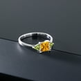 thumbnail image 5 of Gem Stone King 10K White Gold Yellow Citrine and Green Peridot 3 Stone Engagement Ring for Women (0.96 Cttw, Gemstone November Birthstone, Princess Center 5MM, Trillion 3.5MM, Size 7), 5 of 5