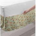 thumbnail image 2 of Floral Bed Skirt, Vintage Style Blossoms Summer Time Flourishes, Elastic Bedskirt Dust Ruffle Wrap Around for Bedding Decor, 4 Sizes, Almond Green Vermilion, by Ambesonne, 2 of 2