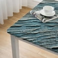 thumbnail image 4 of HAOXIT  Beach Wooden Square Tablecloth with Elastic Edge,Summer Teal Turquoise Fitted Table Cloth Waterproof Wipeable Square Table Cover for Dining Kitchen Party Indoor Outdoor Patio Table White, 4 of 7
