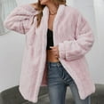thumbnail image 3 of Winter Warm Coats for Women, Ladies Coats Faux Coat Furry Faux Jacket Long Sleeve Outerwear Pink S, 3 of 8