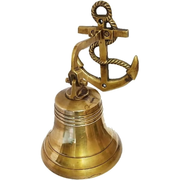 Antique Anchor  Brass Ship Bell, Nautical  Antique Finish Brass Hanging Bell , 5 Inch