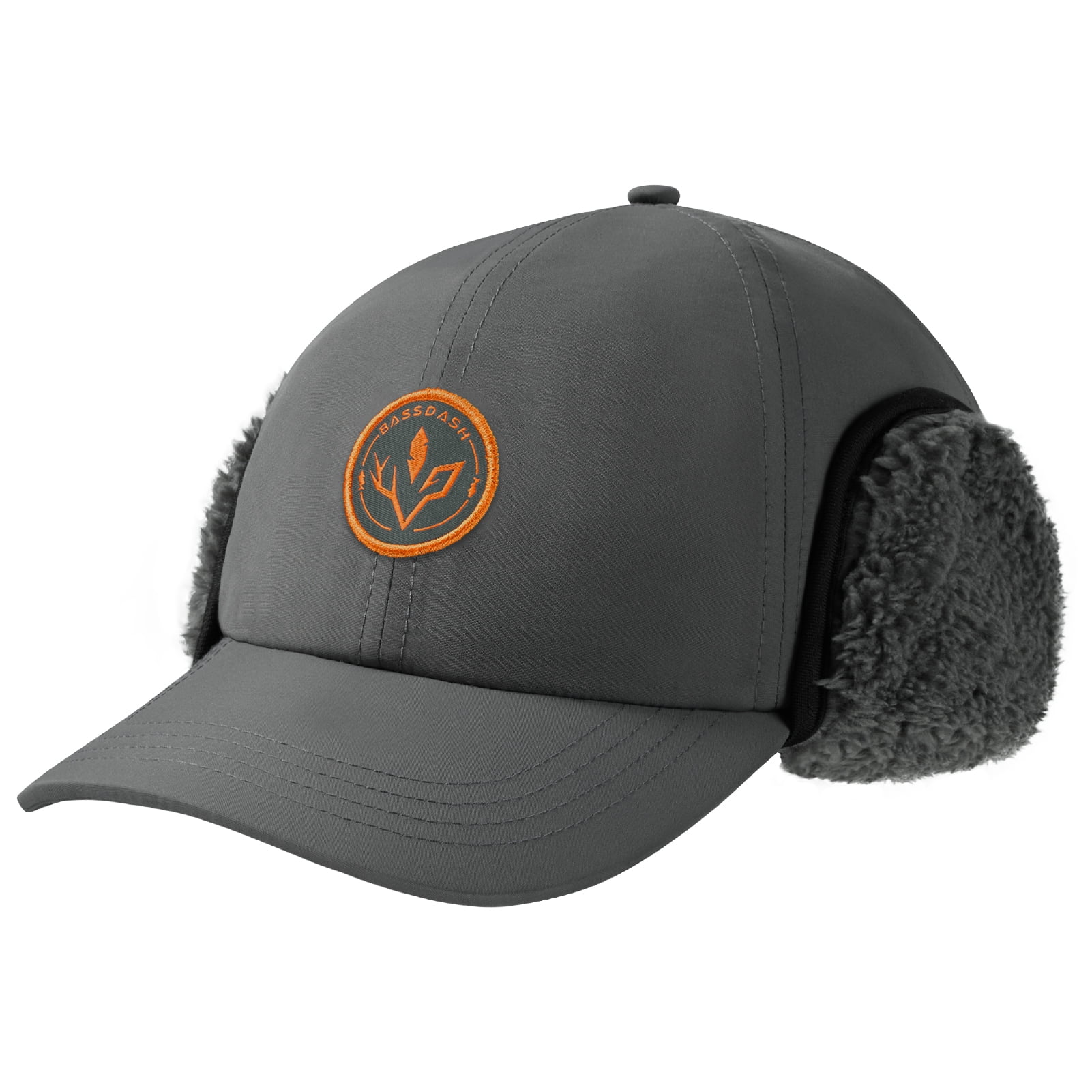 BASSDASH Warm Fleece Lined Hat with Ear Flap Winter Water Resistant Windproof Baseball Sports Cap for Hunting Hiking Fishing