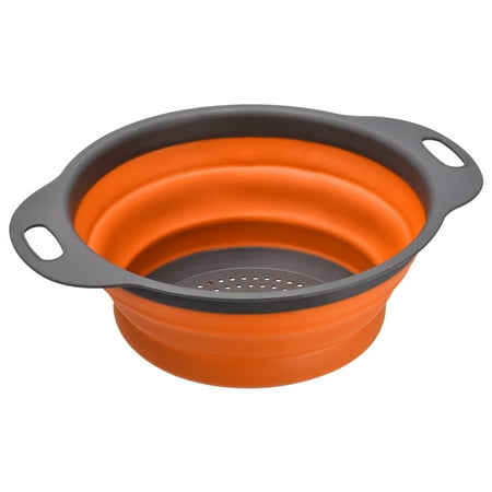 

Unique Bargains Collapsible Colander Silicone Round Foldable Strainer with Handle Orange