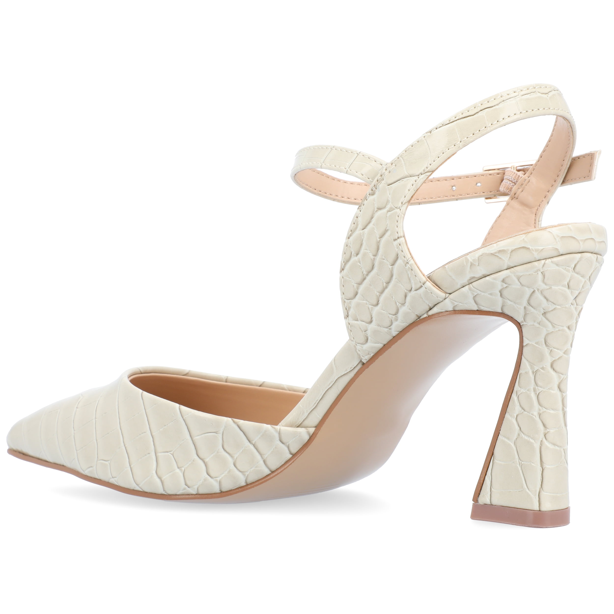 Journee Womens Nixey Croco Texture Buckle Pointed Toe Pumps, Widths Available