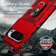 thumbnail image 4 of KOMI Conçu pour Google Pixel 9, Étui Antichoc de Qualité Militaire avec Couvercle Coulissant pour Caméra et Support Anneau, Étui de Protection Intégrale, Rouge, 4 of 5