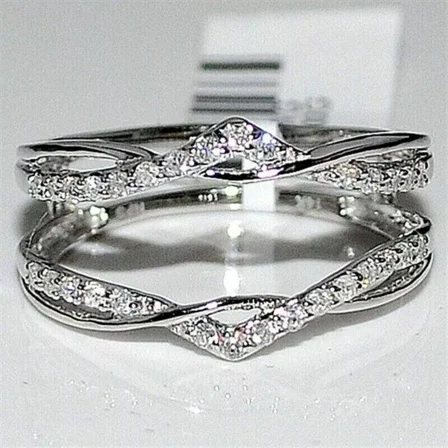 2Ct Round Cut Lab Created Diamond Enhancer Engagement Ring 14K White Gold Plated