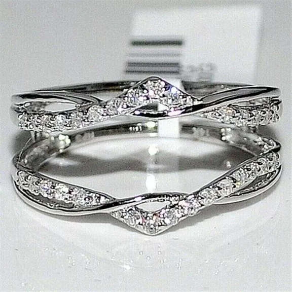 2Ct Round Cut Lab Created Diamond Enhancer Engagement Ring 14K White Gold Plated