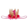 thumbnail image 5 of FYMNSI Baby Girl First Birthday Outfit Flower Theme Cotton Short Sleeve Romper Tutu Tulle Skirt Crown Headband 3pcs Set 1Y Hot Pink One, 5 of 9