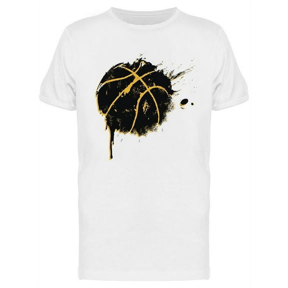 Smartprints Mens Graphic Tee - Black Basketball Design - Regular Fit 100% Cotton