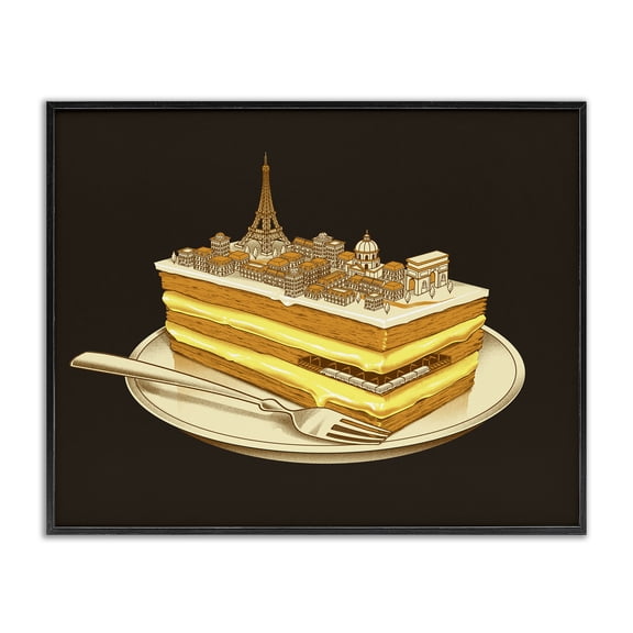 Stupell Industries Modern Hungry For Travels Paris Black Framed Giclee Art, 14 x 11, by Tobe Fonseca