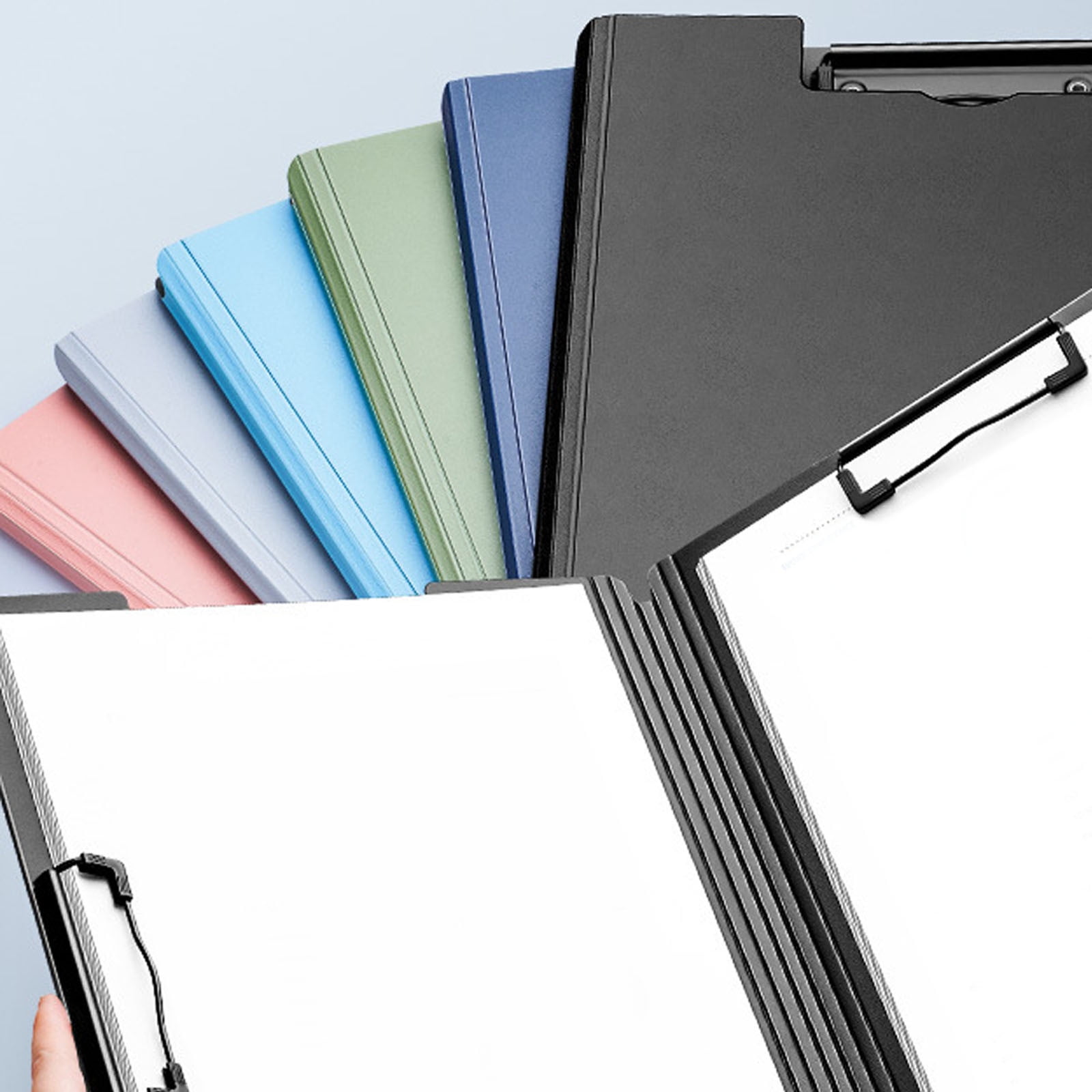 6Pack A4 Foldable Clipboard with Spring Action Clamp, Punchless Design for Office, School, or Commercial Use, Strong Clips for File Folders, Bulk Pack for Letter or A4 Size Documents
