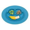 ezpz Mini Mat (Blue) - 100% Silicone Suction Plate with Built-in Placemat for Infants + Toddlers - First Foods + Self-Feeding - Comes with a Reusable Travel Bag