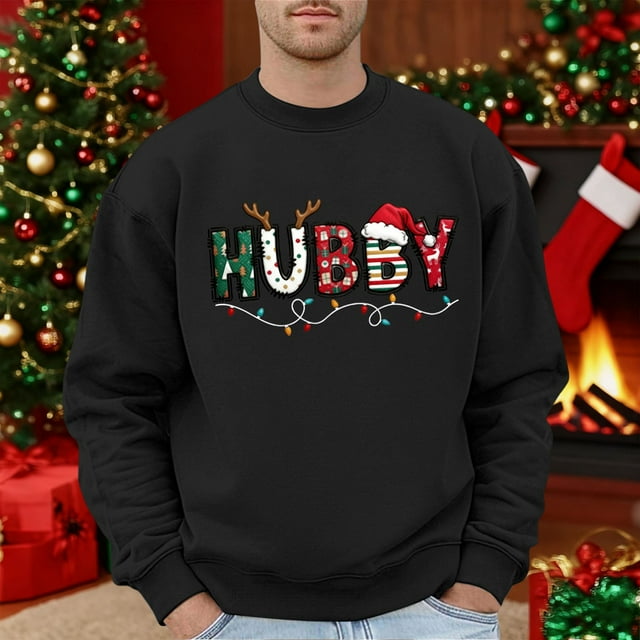 MHFRRA Sudadera Holgada de Manga Larga con Cuello Redondo y Estampado Informal para Hombre y Mujer Negro