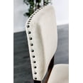 thumbnail image 5 of Classic Set of 2pc Counter Height Dining Chairs Ivory Fabric Padded Linen Chairs Upholstered Cushion High Chairs Nailhead Trim Kitchen Dining Room Solid wood Brown Cherry, 5 of 5