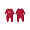 thumbnail image 2 of Spewahor Infant Baby Boys Girls Christmas Romper 0 3 6 12 Months Letter Print Long Sleeve Round Neck Footed Jumpsuit, 2 of 9