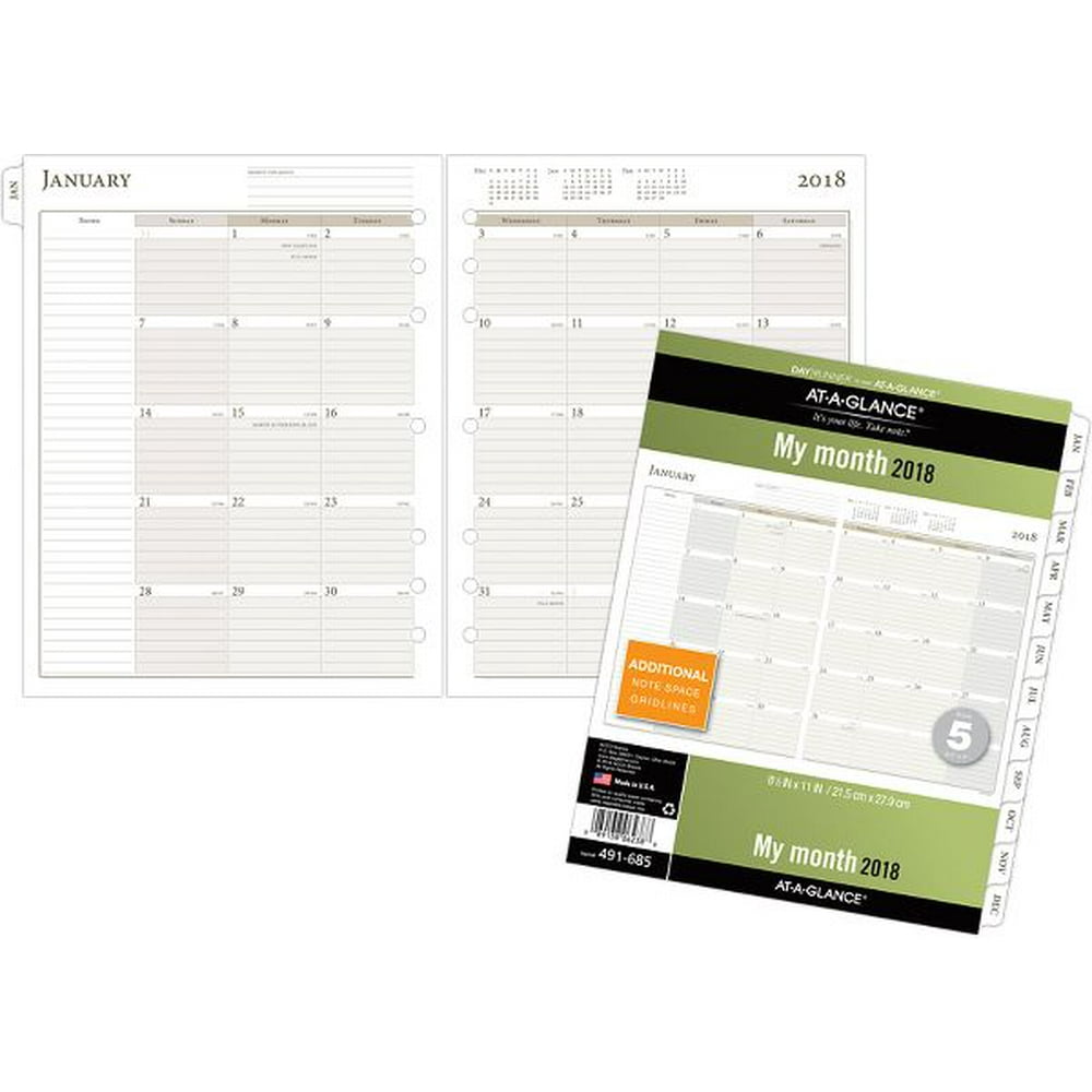 AtAGlance Day Runner Monthly Planner Refill Size 5 LooseLeaf