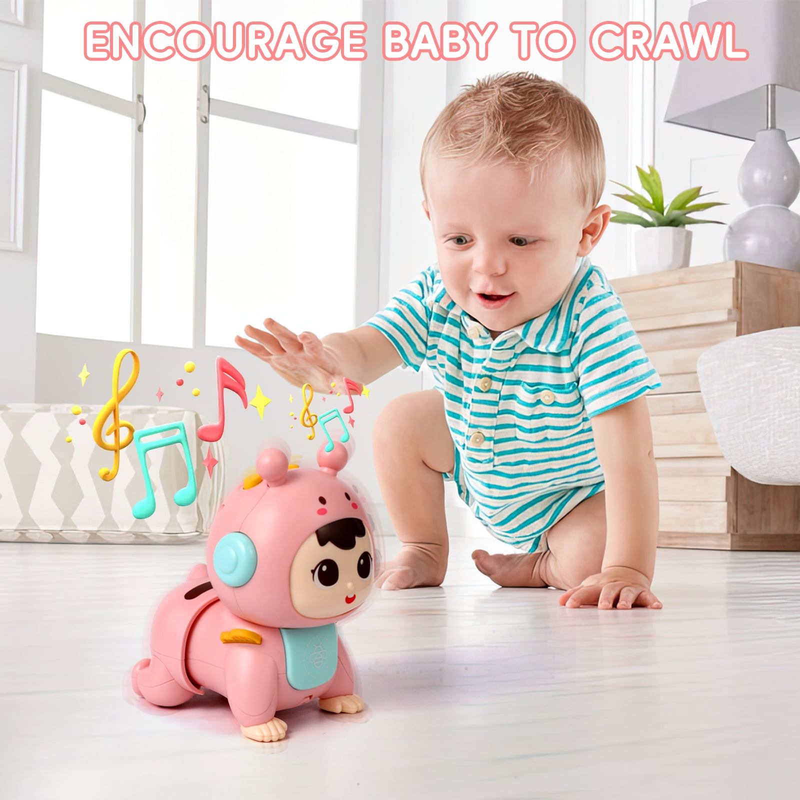 ZONICE Crawling Crab Baby Toy with Music and LED Light Up for Kids, Toddler  Interactive Learning Development Toy with Automatically Avoid Obstacles