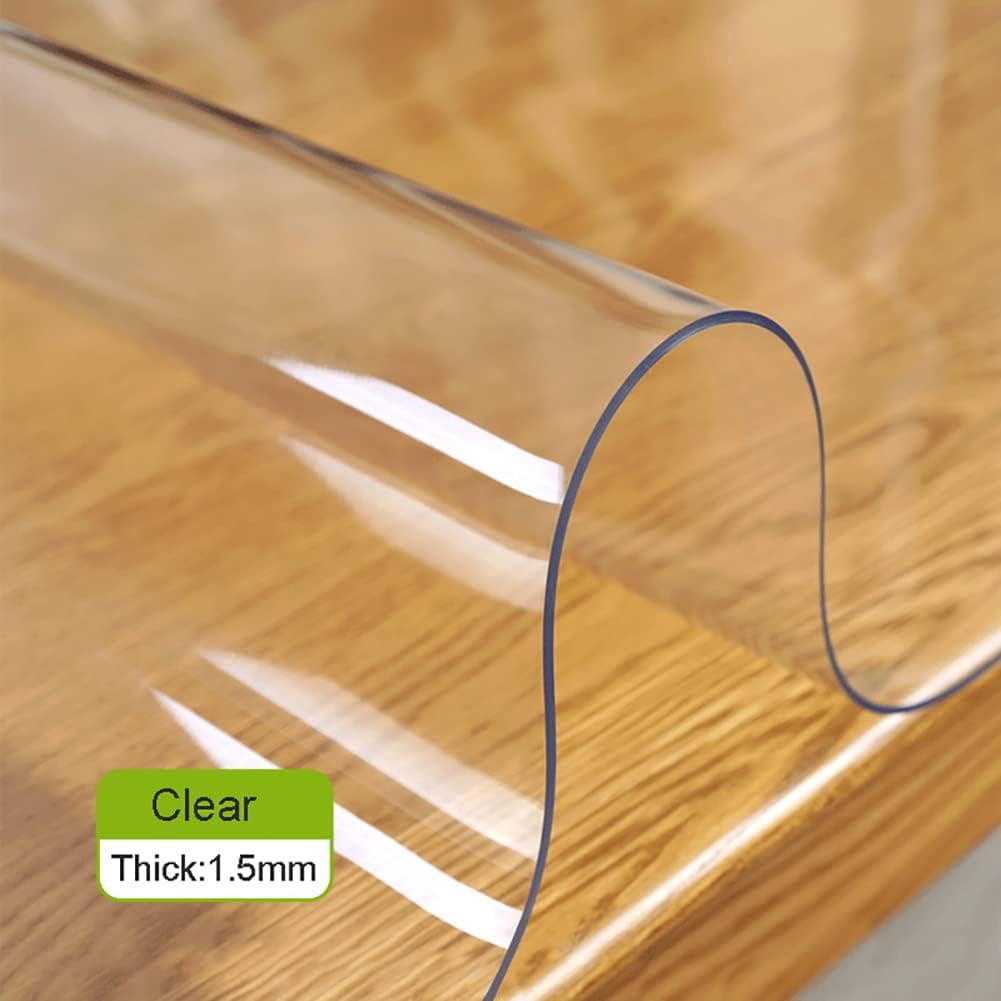 Clear Writing Desk Pad,1.5mm Thick Table Cover Protector,PVC Round Edge Desk Mat,Non-Slip Plastic Desk Mat for Home Offce,Any Surface Needed Protection