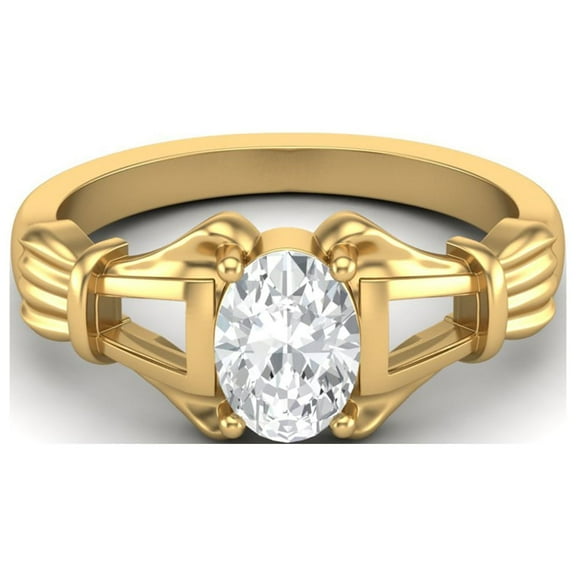 Mooneye 1.00 Ctw Oval Moissanite Diamond 925 Sterling Silver Gold Vermeil Women Gifts Ring
