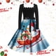 thumbnail image 1 of Vestido Informal Retro Con Cordones y Cuello Cuadrado de Manga Larga Con Estampado Navideño Para Mujer, Otoño E Invierno (1), 1 of 3