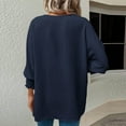 thumbnail image 5 of Stamzod Womens Tops Casual Loose Fit 3/4 Length Sleeve Blouses Summer Solid Color Crewneck Shirts for Women Navy S, 5 of 6