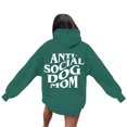 thumbnail image 2 of Anti Social Dog Mom Hoodies for Women 2025 Funny Graphic Hoodie with Pockets Hooded Sweatshirt Pullover Tops, 2 of 7