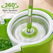 Spin Mop and Bucket Set with Wringer, 360° Self-Wringing Floor Cleaning System, Microfiber Mop Head, Hands-Free Cleaning for Tile, Hardwood & Home Floors