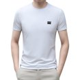 thumbnail image 1 of BOBOGOJP T-Shirt Homme Coupe Régulière Imprimé Col en V Manches Courtes T-Shirt Blouses (Blanc,TTG), 1 of 5