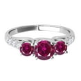 thumbnail image 2 of Mauli Jewels Rings for Women 2 Carat Diamond And Round Shaped Created Ruby Ring 4-prong 10K White Gold, 2 of 7