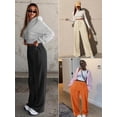 thumbnail image 3 of Women’s High Waisted Sweatpants Wide Leg Lounge Pants with Drawstring Elastic Waist Casual Workout Jogger Trousers with Pockets, 3 of 7