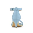 thumbnail image 2 of BLISSFUL STEP Women's Shoes Faux Suede Ankle Strap Kitten Heel Slide Straps Solid Sandals  Sky Blue 9, 2 of 7