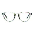thumbnail image 2 of Womens Flower Pattern Thin Plastic Horn Rim Reading Glasses Green Pink, 2 of 4