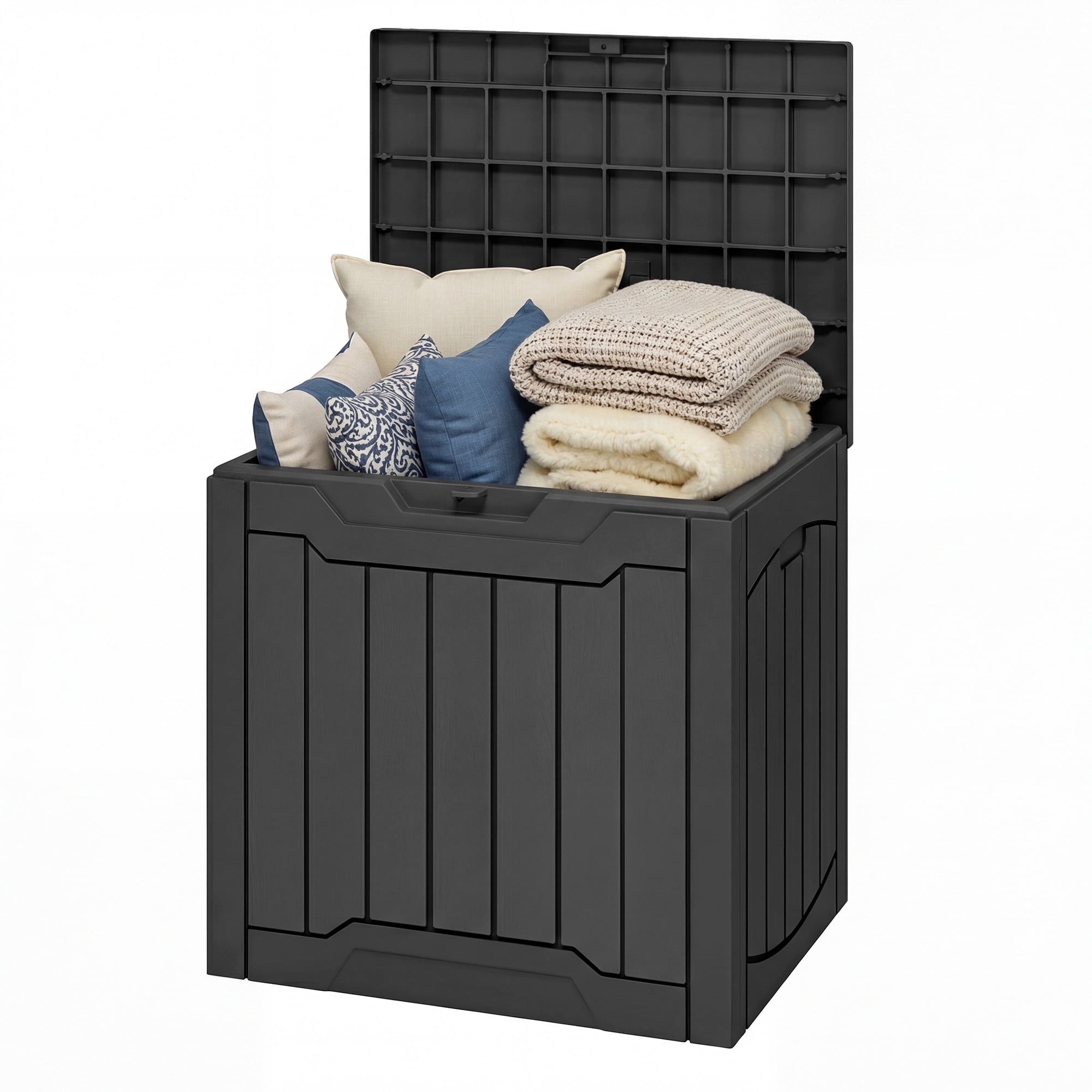 Uforic 31 Gallon Waterproof Resin Outdoor Storage Box, Lockable Deck Box & Package Delivery Box for Patio, Garden Tools & Pool Supplies, Black
