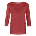 thumbnail image 4 of Ayolanni 3/4 Sleeve Women Blouses on Cotton Red Solid Blouses & Tops Teen Girls Shirts XL, 4 of 4
