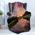 thumbnail image 4 of Americana Soft Flannel Fleece Blanket, Forest Park in Ukraine Scenic Panorama with Water Reflection Picture Print, Cozy Plush for Indoor and Outdoor Use, 50" x 70", Coral Green Blue, by Ambesonne, 4 of 5