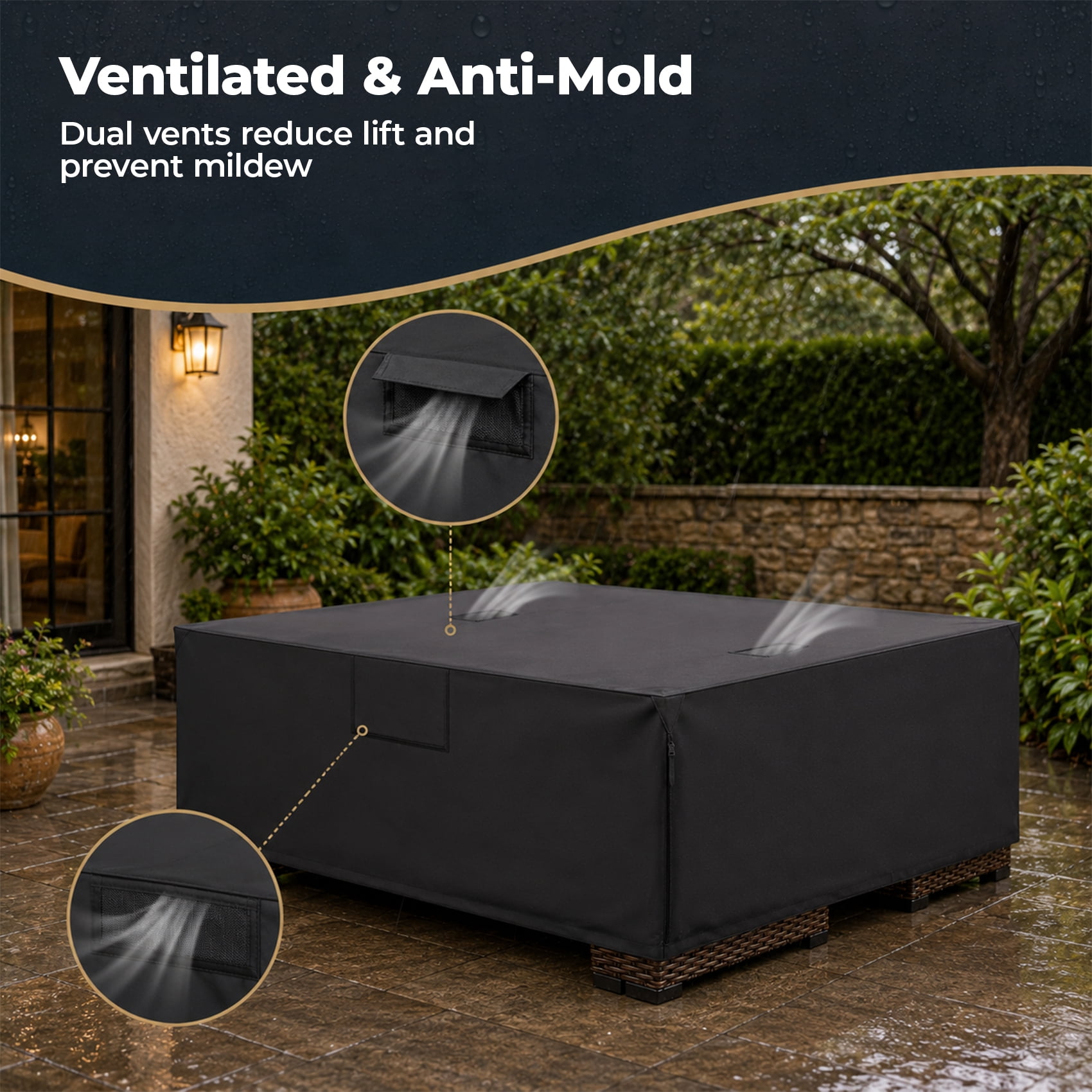Alvantor Rectangle Patio Furniture Cover 600D Waterproof Outdoor Dining Table and Chair Cover Anti-UV Outside Sectional Sofa Set Covers