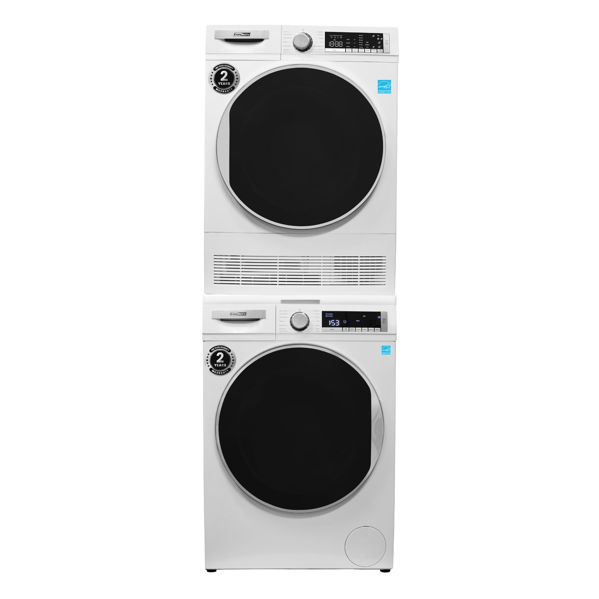 Conserv LUXE STACKABLE Washer 2.2 cf 110 V Dryer 4 Cf 220V with Stacking Shelf