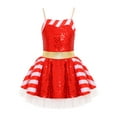 thumbnail image 6 of iEFiEL Kids Girls Christmas Sequins Cami Tutu Dress Candy Cane Costume Stripes Tutu Skirted Leotard Ballet Dance Dress Red 16, 6 of 7