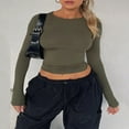 thumbnail image 3 of Chemises Décontractées pour Femmes Manches Longues Couleur Unie Col Rond, 3 of 7