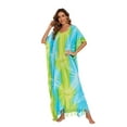 thumbnail image 4 of Beautybatik Olive Women Hippie Tie Dye Caftan Kaftan Loungewear Maxi Plus Size Long Dress 1X, 4 of 5
