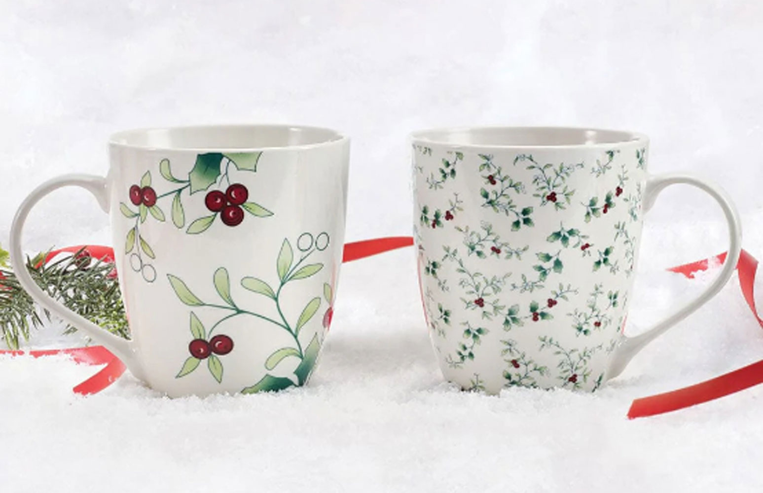 Pfaltzgraff Winterberry Porcelain 18 oz Mug Micro/Macro Set of 2