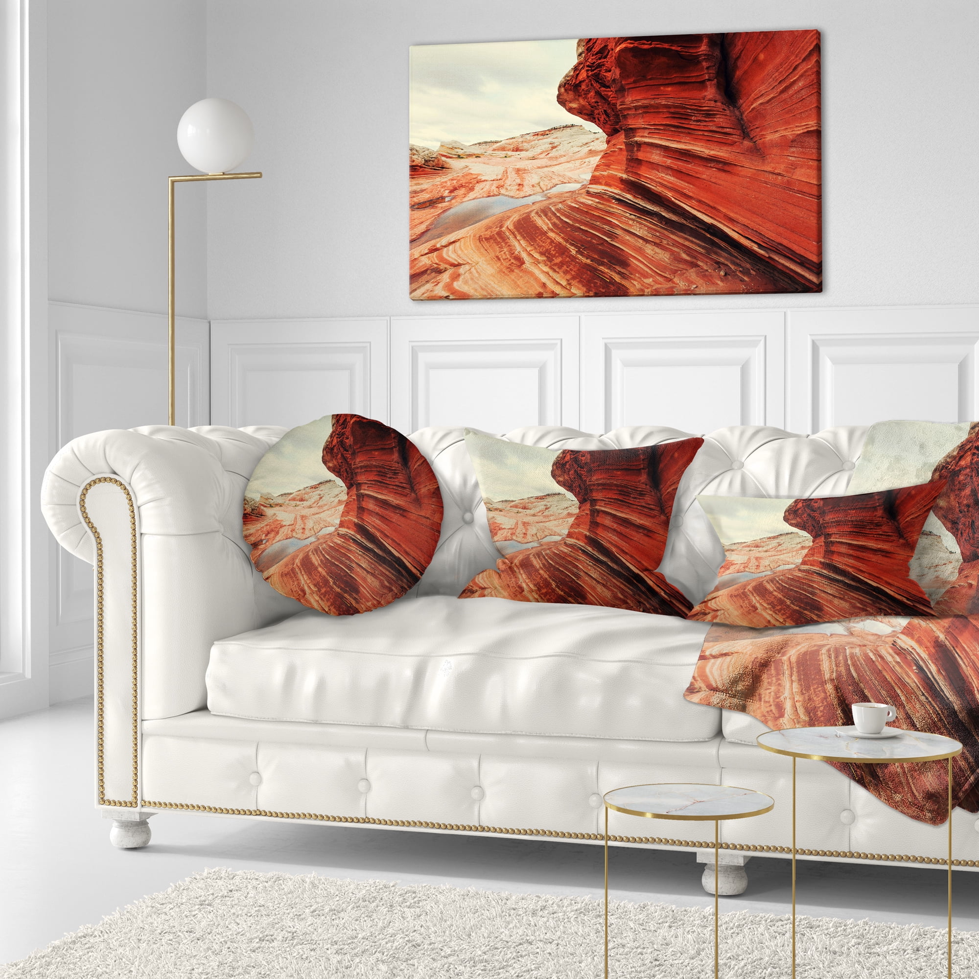 Designart Vermillion Cliffs Lake View - Landscape Printed Throw Pillow - 12x20