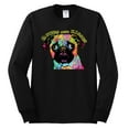 thumbnail image 2 of Pugs and Kisses Cute Dog Neon Rainbow Pug Dog Lover Mens Long Sleeve Shirt, Black, Small, 2 of 3
