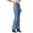 thumbnail image 5 of HIDDEN Women's Happi High Rise Distressed Light Wash Denim Flare Jeans-Blue / 28, 5 of 7