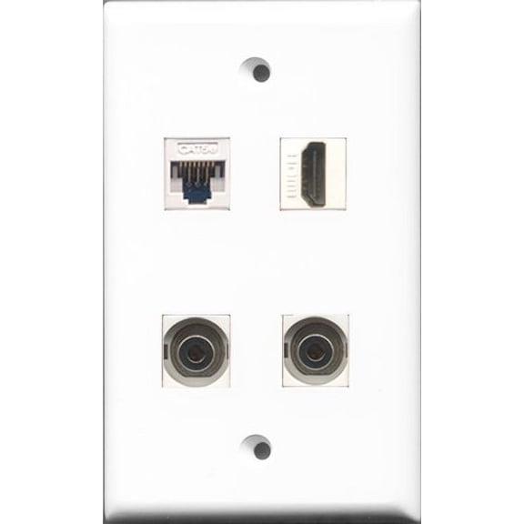 RiteAV - 1 Port HDMI 2 Port 3.5mm and 1 Port Cat5e Ethernet White Wall Plate