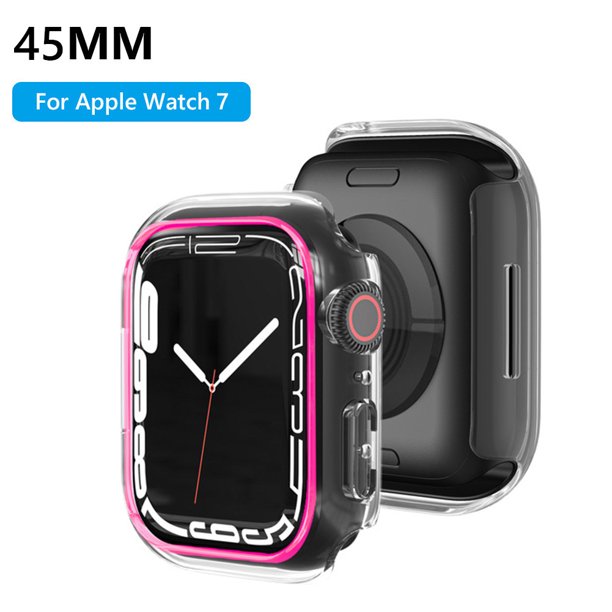 Marco de la caja de la pulsera luminosa cubierta de la carcasa del reloj para iWatch 7 45 mm (rosa)