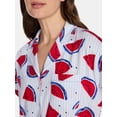 thumbnail image 3 of Watermelon Women's Knit Notch Collar Top and Shorts Pajama Set from Way to Celebrate, 2-Piece, Sizes XS-3X, 3 of 4