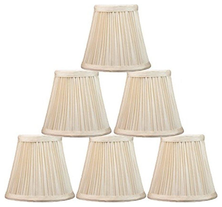 Urbanest Mushroom Pleated Chandelier Lamp Shade, 3x5x4.5", Cream, Set