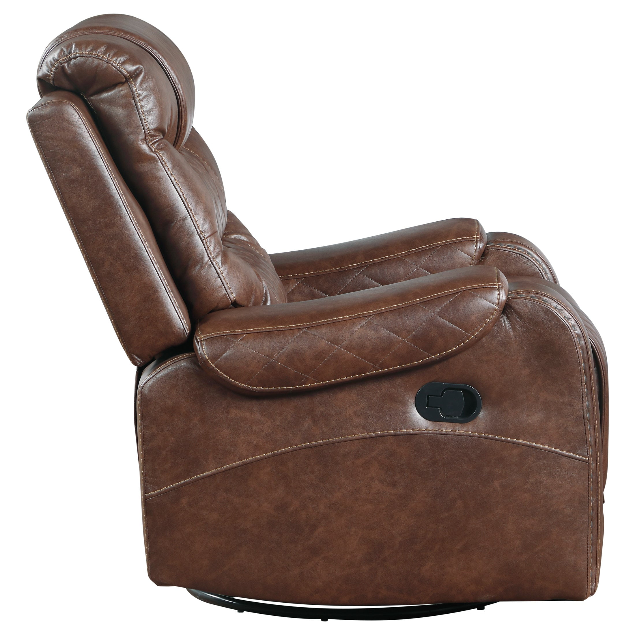 OakvillePark Ridder Polished Microfiber Upholstered Swivel Glider Reclining Chair, Brown