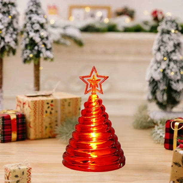 LED Christmas Tree Candle Ornament with Timer, Flameless Electronic Candle Light for Holiday Decor, Home Tabletop Fireplace Mantel Party Wedding Festival Celebration Decoration, Warm White Lights